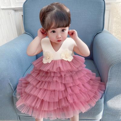 China Washable Little Girl Birthday Dress Kids Weeding Flower Party Girl Dresses Girls Clothing for sale