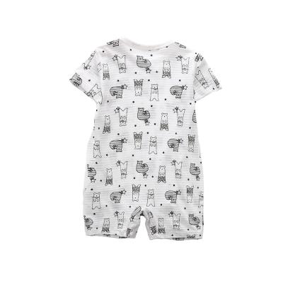 China Breathble 100% Fiber Cotton Baby Boy and Girls Cozy Bamboo Rompers Short Sleeve Cute Full Print Baby Rompers for sale