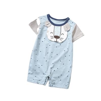 China Breathble Comfy (0-2 Years) Lion Baby Rompers Hot Selling Bamboo Cotton Printed Baby With Bib Comfy Baby Clothes Romper for sale