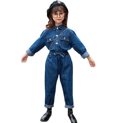 China 2021 Autumn Hot Selling Washable Kids Girls Dress Sets Kids Denim 2pcs Suit Girls Clothing (3-12 Years Old) Big Sets for sale