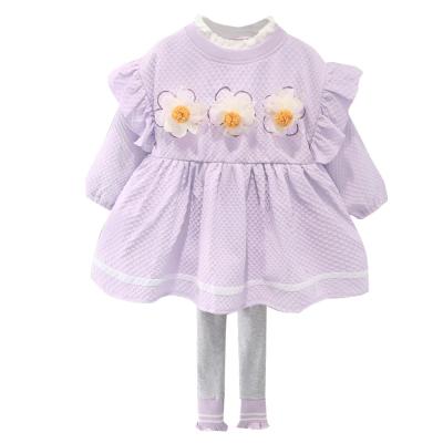 China Spring Baby Girl Sweet Flower Dress With Leg Warmers Two Piece Girl 2 Piece Outfits Sets for sale