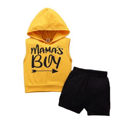 China Summer Casual Hot Sales Toddler Boys Baby Boys Sleeveless Hooded Sweatshirt Clothing Sets for sale