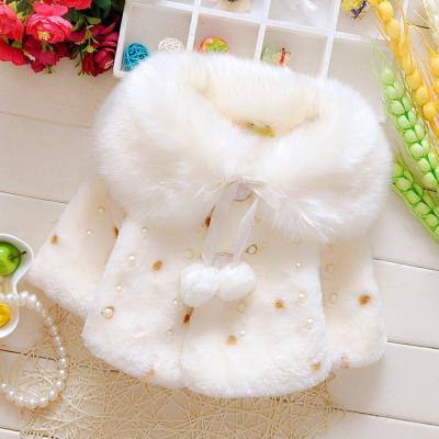 China Anti-wrinkle Infant And Toddlers Girl Small Children 0-3 Year Old Coated Thick Polka Dot Pearls Toddler Girls Coats Girls Fur Collar Large for sale