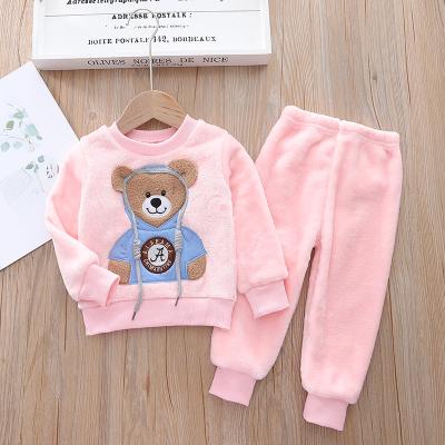 China Cartoon sleepwear children boy girl autumn and winter breathable pajamas sets 2021 sale fashion flannel kids crazy pajamas for sale