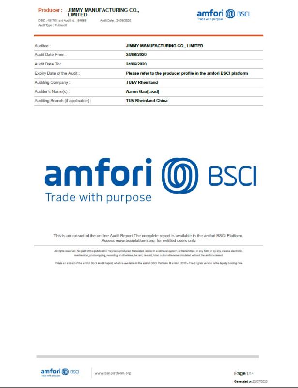 BSCI - Jimmy Munafacturing Co., Limited