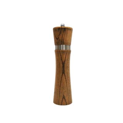 China Sustainable 8 inches Adjustable Ceramic Ash Wood Manual Salt Mill and Pepper Grinder for sale