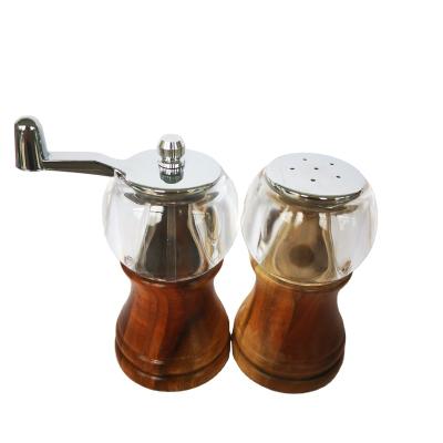 China Factory Directly Wooden Sustainable Manual Gravity Grinders Spice Salt Pepper Mill Set Dry Grinder for sale