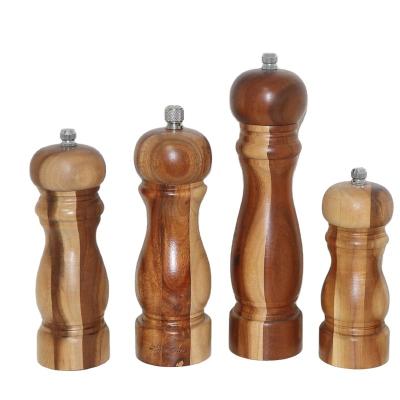 China Viable 5 Inch, 6 Inch, 7 Inch Black Wooden Salt Pepper Shaker Grinder Set Wooden Salt Pepper Grinder 8 Inch Salt Sets Gift for sale