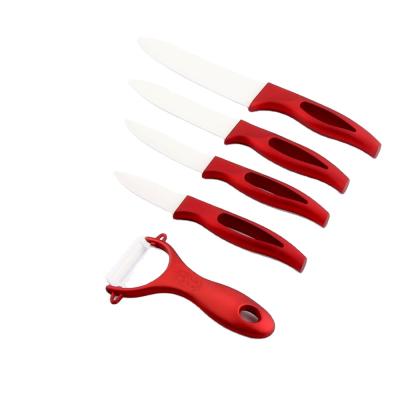 China Durable 6 Pieces Anti Germ Ceramic Knife Set With Ultra Sharp Blade And TPR Coating Handle And Acrylic Holder for sale