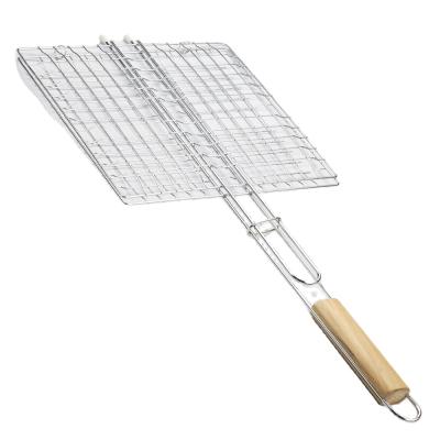 China Easily Cleaned Portable BBQ Grilling Basket BBQ Wire Mesh Grill Net For Grilling Fish Chicken Meat Steak Vegetables Seafood for sale