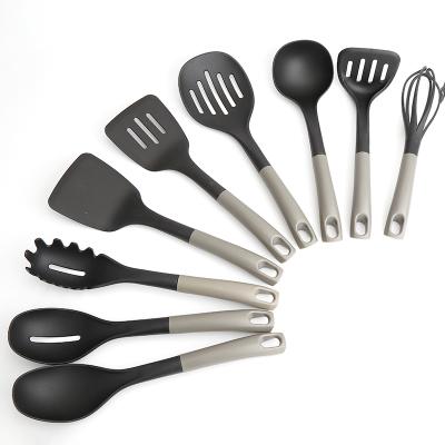 China Sustainable 9 Pieces Kitchen Utensil Set Cooking Tools Heat Resistant Nylon Kitchenware With Silicone Handle for sale