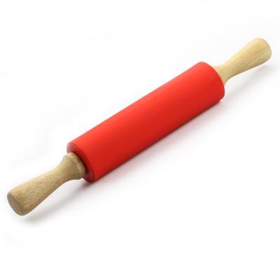 China Disposable Rolling Pin Wooden Handle Silicone Roller Stick for Cake Pastry Decorating Kitchen Baking Tools for sale