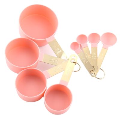 China Viable 8 Piece Nylon Measuring Cups and Doser Set with Rose Gold Copper Handles for sale