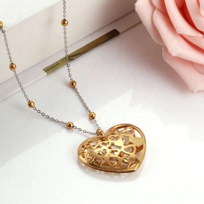 China FASHIONABLE INS European and American Women Trend Style Hot Hollow Carving Solid Zircon Heart Love Heart Necklaces for sale