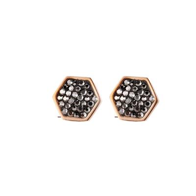 China CLASSIC High Quality Jewelry Vintage Texture Hexagon Geometry Charm Elegant Zircon Diamonds Stud Earrings for sale