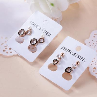 China TRENDY 18k Gold Plated Stainless Steel Jewelry Love Heart Chime Zircon Diamonds Stud Earrings for Women and Girl for sale