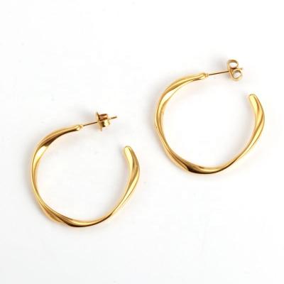 China Trendy Minimalist Rose Gold Wave Fashion Big Silver Gold Circle Earrings Women Accessories for sale