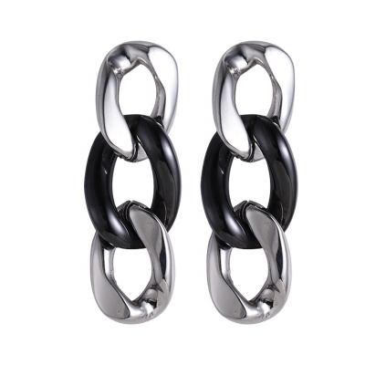 China FASHIONABLE European and American retro stainless steel geometric long chain face slimming ceramic earrings women for sale