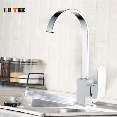 China KB TEK Modern Cheap Brass Single Hole Faucets Single Hole Kitchen Water Faucet Metered Flexible Cold Hot Faucet For Sink for sale