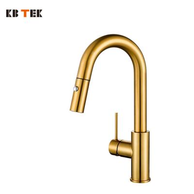 China KB TEK Metered Wholesale Popular Design Faucets Hot And Cold Single Level Wall Waterfall Gold Brass Faucet For Kitchen for sale