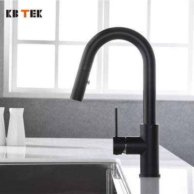 China Metered Faucets KB TEK Design Handle Water Fall Most Popular Single Chrome Original Professional Black Kitchen Faucet Pull Out Sprayer for sale