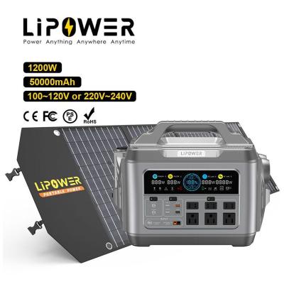 China Type C Lipower in stock lithium ion 50000AH 1200W portable power stations solar panel for outdoor or home using for sale