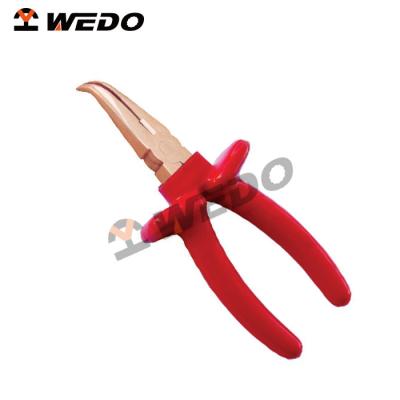 China Electrical Equipment Maintenance in Oil & Gas Industries Die-Forged Insulated Non-Sparking Non-Magnetic Dipped Round 45 Degree Bent Pliers, with VDE/ATEX/GS/FM/ISO9001, do OEM, no MOQ for sale