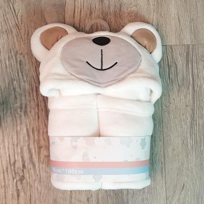 China Cute Baby Anti-static Cotton Bear Supports Product Customization Bady Hooded Blanket for sale