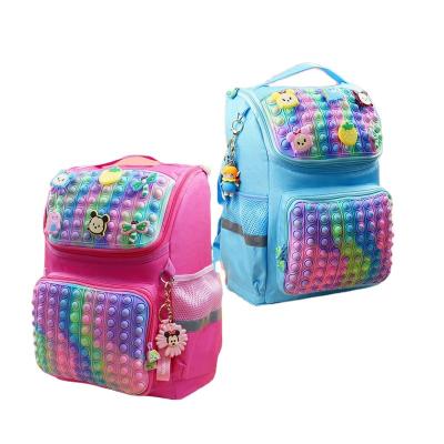 China Travel Waterproof Back Push Large Capacity Bubble Pop Purse School Bookbag Noise Backpack Busy Itting Toy for Kids for sale