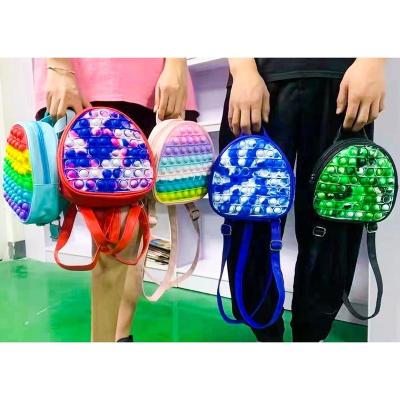 China Viable Link Dye, Adjustable Rainbow Backpack Strap Kids Silicone Buster Push Noise School Backpack Bags For School Accessories for sale