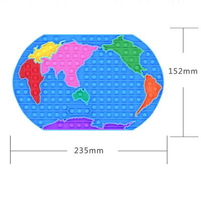 China Big Stress Reliever 20cm World Map Puzzle Bubble Busty Person Silicone Toy Viable Sensory Push Noise for sale