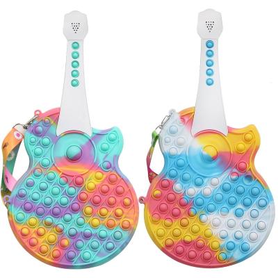 China Viable Educational Music Guitar Game New Arrival Large Silicone Shoulder Cross - Body Push Snap Bubble Toy Buster Guitar Noise Bag For Kids for sale