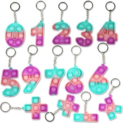 China Trigger Silicone Sensory Snap 0-9 Teaching Educational Busy Person Pop Bubble Key Chain For Kids Single Dimple Key Chain for sale