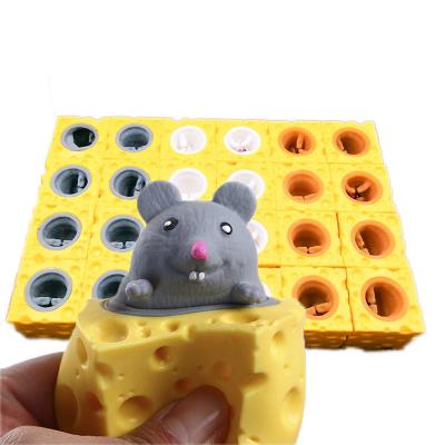 China Toy Cheese Mouse Cup Squeeze Stress Relief Educational Toy Cheese Mouse Soft Animal Soft Toy Promotion TPR Children Toys for sale