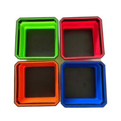 China Silicone 4 Colors Adjust Folding Bowl Folding Magnetic Parts Tray Silicone Foldable Magnetic Tray for Tools for sale