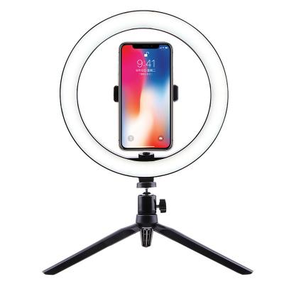 China Professional ABS+Aluminum Desk Led Mobile Phone Stand Selfie Ring Light For Video Studio for sale