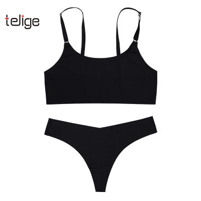 China Breathable Seamless Thong And Bra Sets Logo Bra Underwear Set Soft Custom Made Wireless Bra Set High Quality for sale