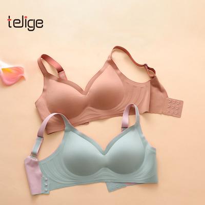 China Plus Size Bra Gathered Thin One Piece Seamless Traceless Wire Free Women's Bra Ladies Bra Latex Breathable Backless Bra for sale