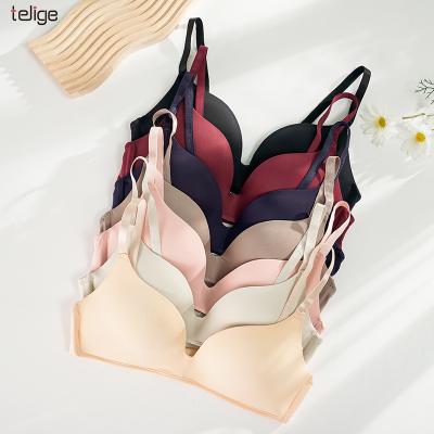 China Hot Selling Solid Color One Piece Wire Free Top Bra Basic Bra For Ladies Fashion Comfort Underwear Single Triangle Cup Bra for sale