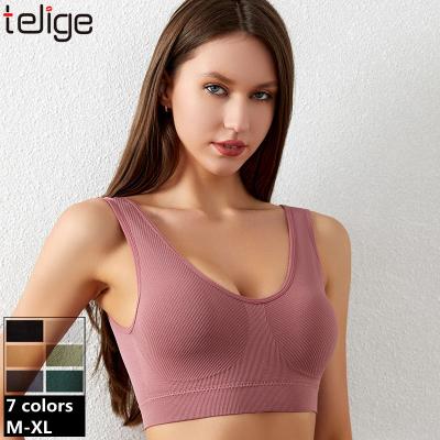 China Fast Shipping Seamless Women's Sports Bra Fitness Bra Top Lift Up Yoga Bra Seamless Wireless Shockproof Running Gym Bra Ladies Underwear for sale