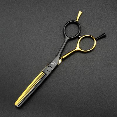 China Thinning Scissors NEPURLson 5.5 Inch Black-Gold Flat Tooth Hairdressing Scissors A-Word Hair Scissors for sale