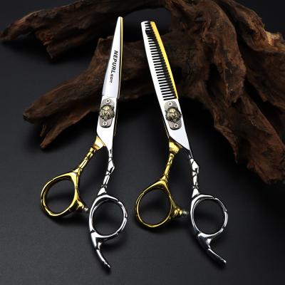 China Thinning scissors NEPURLson 6.0 inch gold luminous modeling of cattle/professinoal hair scissors/fast delivery for sale