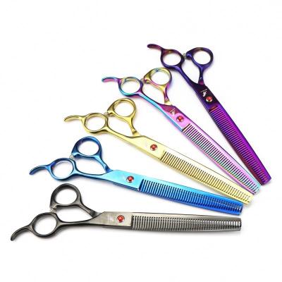 China NEPURLson 7.5 Inch Viable Dense Teeth Pet Grooming Scissors Veterinary Animal Shaped Teeth Rotating Handle for sale