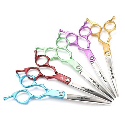 China 6.5 inch workable NEPURLson 5 color double through bends/pet grooming scissors for sale