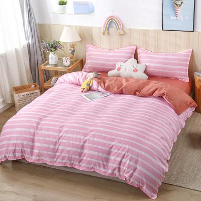 China Wholesale Anti-static Pink Stripe Print Duvet Cover Set Bedding Set Comforter Cover Comforter Cover Set for sale