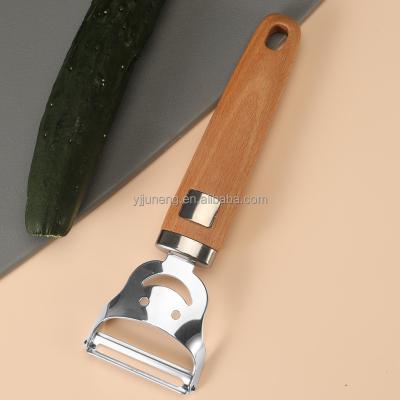 China Sustainable Kitchen Tools and Instruments Vegetable Peeler Stainless Steel Peeler with Wooden Handle Potato Carrot Fruit Peeler Knife for sale