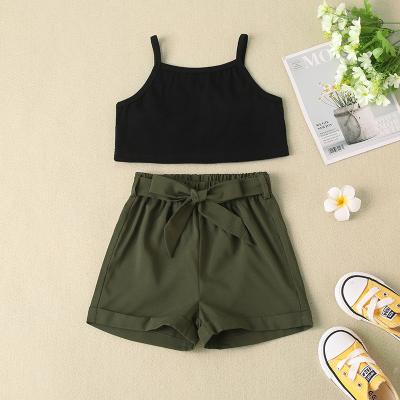 China New formal cloth for kids crop top and short 2pieces set on the same special baby crop sets with fast delivery for sale