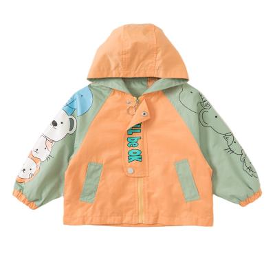 China Spring And Autumn Girls Cartoon Animal Children Windproof Hooded Jacket Baby Girls Casual Raglan Jacket for sale