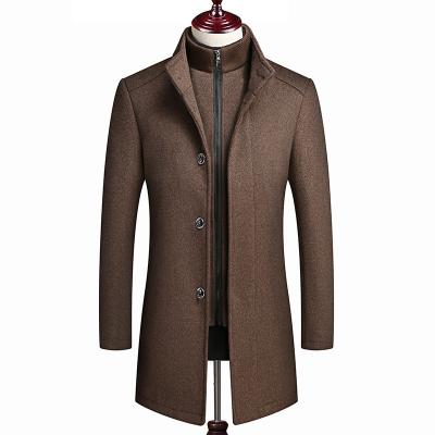 China Double Collar Winter Mens Wool Long Coat with Removable Waistcoat and Custom Slim Design for sale