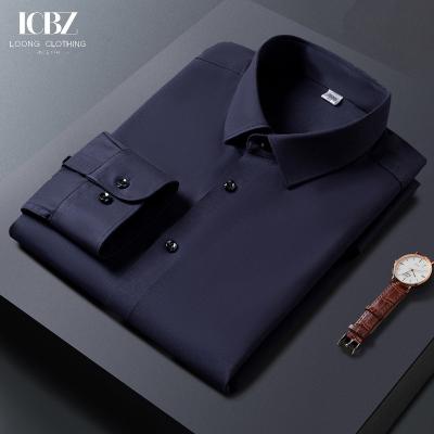 China LCBZ Custom Embroidery Logo No Iron Business Mens Button down Long Sleeve Cotton White Casual Shirts for sale